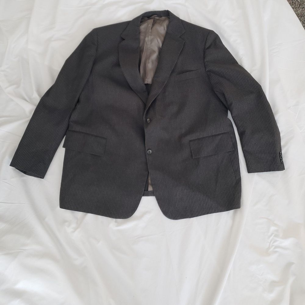 80s/90s Gray Pinstripe Jacket and‎ Vest